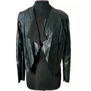 The Impeccable Pig Open Front Vegan Leather Jacket Size S